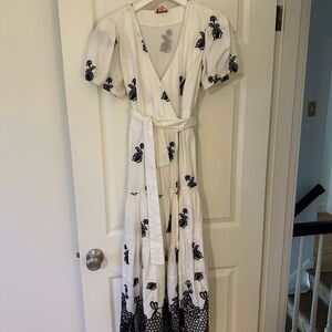 Anthropologie White and Black Floral Maxi Dress